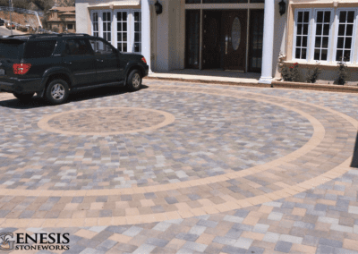 Genesis Stoneworks Antique Cobble Circle Driveway Pavers Installation