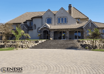 Genesis Stoneworks Antique Cobble Circular Pattern Driveway, Steps, & Patio Install