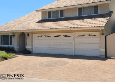 Genesis Stoneworks Antique Cobble with AC Circle Inset Driveway Install