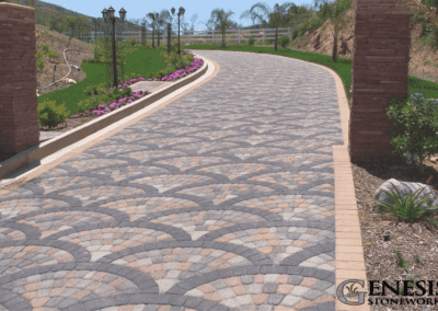 Genesis Stoneworks Cobble Fan Driveway Pavers Installation