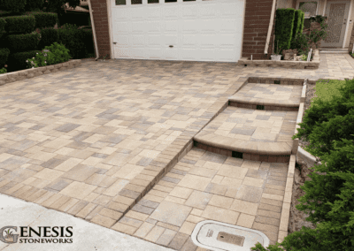 Genesis Stoneworks Driveway and Stair Inlay Paver Installation
