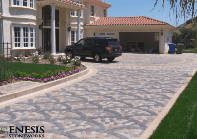 Genesis Stoneworks Fan Kit Driveway Antique Cobble Circle Pavers Installation