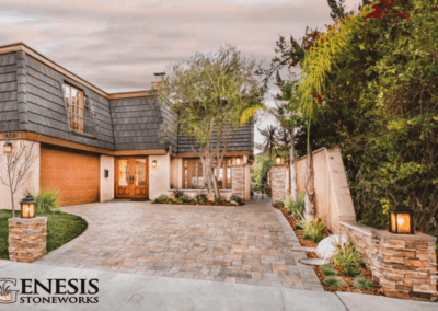 Genesis Stoneworks Paver Driveway & Stone Veneer Pilasters Install