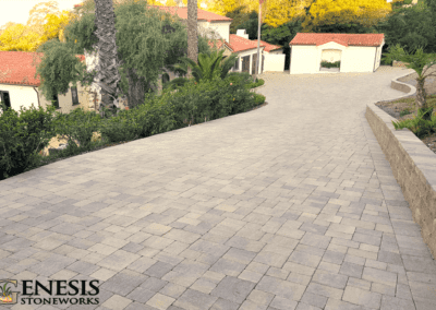 Genesis Stoneworks Paver Slate Stone Driveway and Stonewall Wall