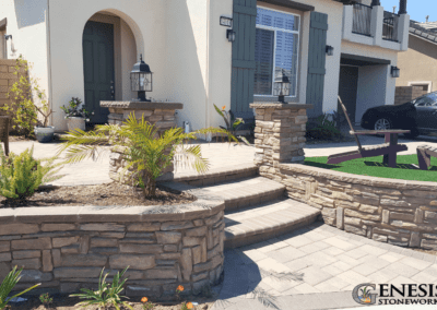 Genesis Stoneworks Stone Veneer, Garden Walls, Pilasters,, Artificial Turf and Entryway Pavers Installation