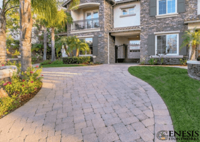 Genesis Stoneworks Textured Tumbled Paver Driveway Installation