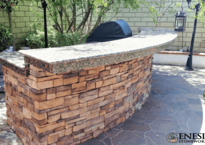 Genesis Stoneworks stone veneer bbq island and paver patio install