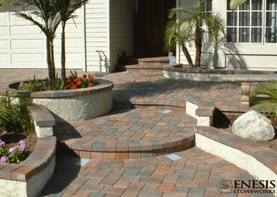 Genesis Stoneworks AC Paver Walkway & Steps with Paver Lights