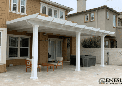 Genesis Stoneworks Aluminum Patio Cover & Travertine Patio Pavers