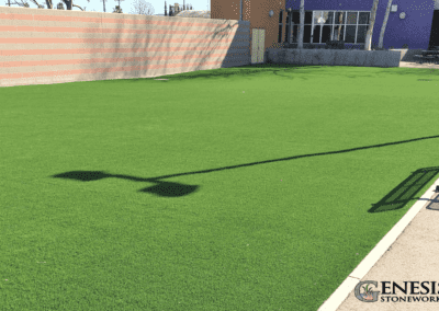 Genesis Stoneworks Artificial Turf Campus Yard Installation