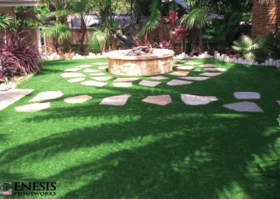 Genesis Stoneworks Artificial Turf Install Flagstone Stones