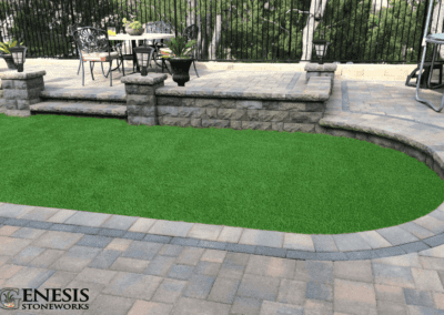 Genesis Stoneworks Artificial Turf, Pavers & BelAir Wall Install