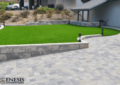 Genesis Stoneworks Artificial Turf, Walls, & Driveway Paver Install