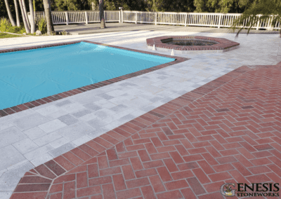 Genesis Stoneworks Artistic Paver Shellock Pool Deck Install