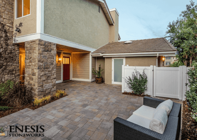 Genesis Stoneworks Avalon Paver Patio, Stone Veneer, & Vinyl Fence Install