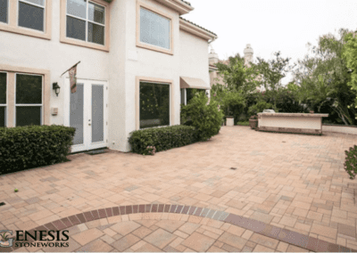 Genesis Stoneworks Backyard Patio & Clay Bullnose Step Installation