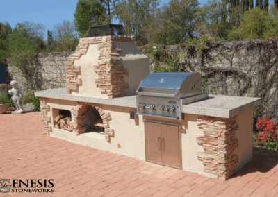 Genesis Stoneworks Barbecue Island, Oven, & Wood Box Combo, & Pavers