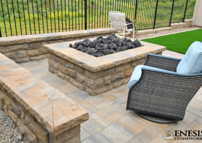 Genesis Stoneworks Belair Seating Wall & Fire Pit, Paver Patio, & Artificial Turf Install