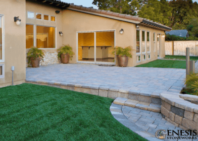 Genesis Stoneworks Castle Cobble Paver Patio Country Manor Wall Install