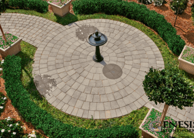 Genesis Stoneworks Circular Angelus Antique Cobble Paver Walkway Installation