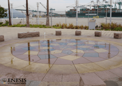 Genesis Stoneworks Commercial Fountain Paver Install Port of LA