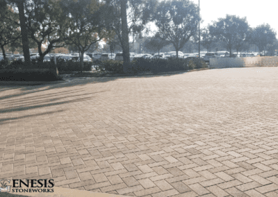 Genesis Stoneworks Commercial Parking Lot Entry Pavers Installation