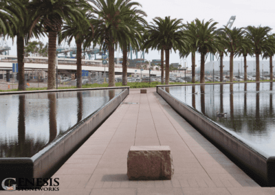 Genesis Stoneworks Commercial Paver Walkway & Fountain Install Port of LA