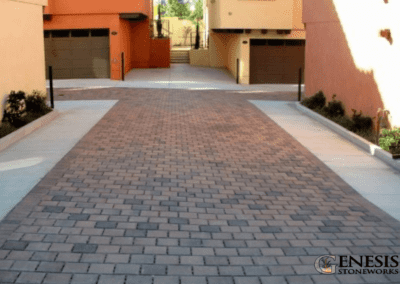 Genesis Stoneworks Commercial Permeable Paver Townhome Driveway Install