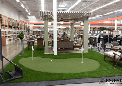 Genesis Stoneworks Commercial Putting Green Turf, Patio Pavers, Patio Cover Display Installation