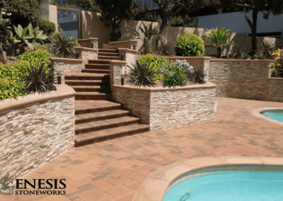 Genesis Stoneworks Commercial Stone Veneer, Steps, & Paver Pool Deck Install