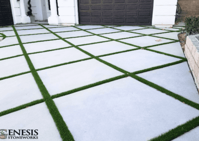 Genesis Stoneworks Concrete & Artificial Turf Inlay Driveway