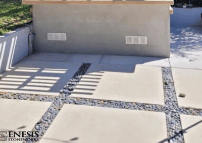 Genesis Stoneworks Concrete Pads With Pebble Inset Install