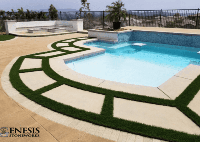 Genesis Stoneworks Concrete Pool Deck & Coping With Artificial Turf Inlays
