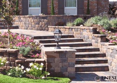 Genesis Stoneworks Country Manor Pilasters, Walls, & Paver Steps