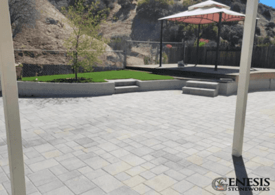 Genesis Stoneworks Courtyard Paver Patio & Artificial Turf Install