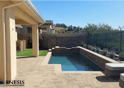 Genesis Stoneworks Courtyard SSM Pool Deck, Artificial Turf, & Stone Veneer