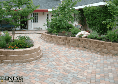 Genesis Stoneworks Curved AC Paver Patio & Garden Wall Installation