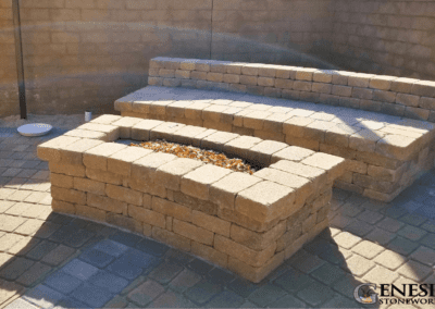 Genesis Stoneworks Curved Fire Pit, Seating Wall, & Patio Pavers