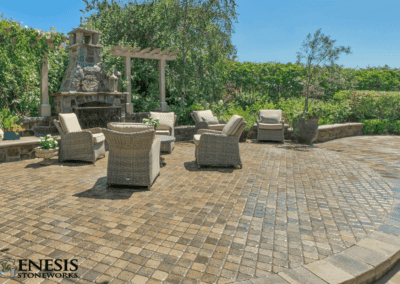 Genesis Stoneworks Customer Paver Patio, Fire Place, and Garden Wall Install