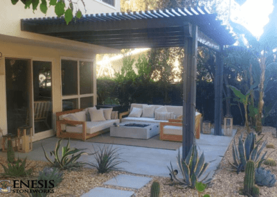 Genesis Stoneworks Dark Patio Cover, Concrete Patio & Stepping Stones Install