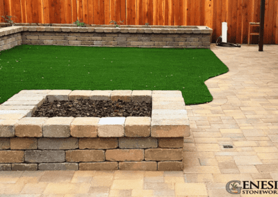 Genesis Stoneworks Fire Pit, Pavers, Turf, & Garden Wall Install