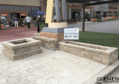 Genesis Stoneworks Fire Pit, Planter Seating Wall, Pavers, & Turf Installation