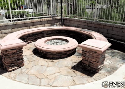 Genesis Stoneworks Fire Pit & Seating Wall with Pilasters
