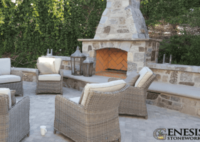 Genesis Stoneworks Fire Place, Walls & Paver Patio Installation