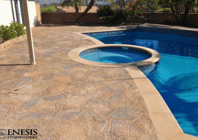Genesis Stoneworks Flagstone Shaped Paver Pool Deck & Coping Install