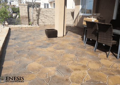 Genesis Stoneworks Flagstone Shaped Pavers and Garden Wall Install