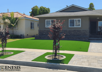 Genesis Stoneworks Front & Parkway Synthetic Turf & Pavers Install