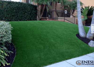 Genesis Stoneworks Front Yard Slope Artificial Turf Install