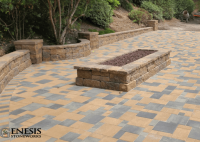 Genesis Stoneworks Garden Walls, Pilasters, Fire Pit, & Paver Patio