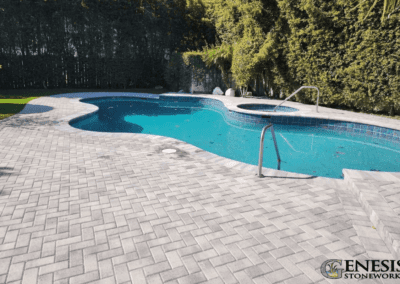 Genesis Stoneworks Herringbone Paver Pool Deck & Coping